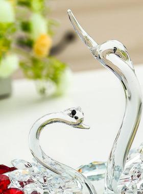 结婚礼物水晶天鹅摆件新婚礼品送朋友闺蜜创意实用婚房装饰品摆设
