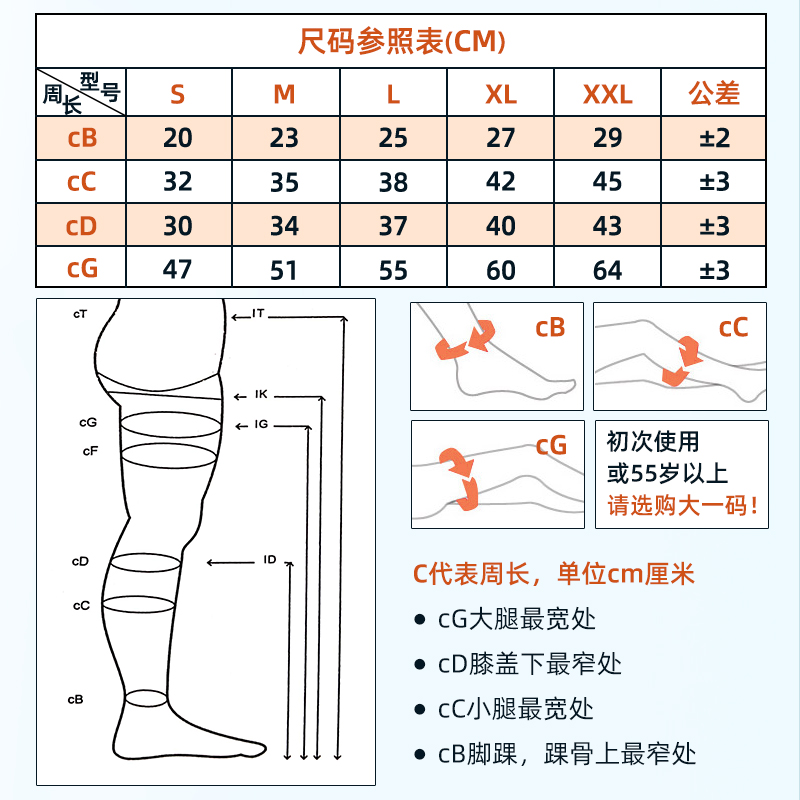 医用抗血栓梯度压力带手术用静脉曲张防血栓弹力绑腿术后医药曲状-图2