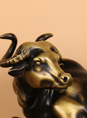 黄铜大卧牛摆件纯铜工艺品仿古铜器家居装饰品牦S牛客厅办公室摆