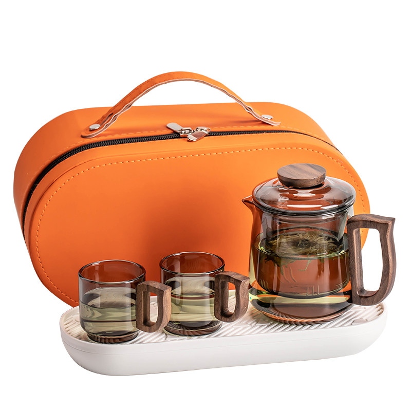 玻璃旅行茶具便i携式快客杯随身包套装户外功夫茶杯泡茶壶露营装,淘宝优惠券,粉丝福利购,淘宝优惠卷