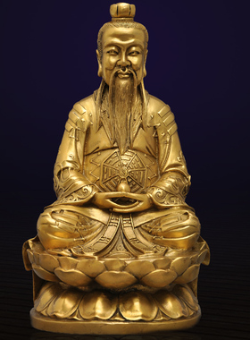黄铜三清道祖像i摆件铜像太清玉清上清道德元始灵宝天尊神像工艺