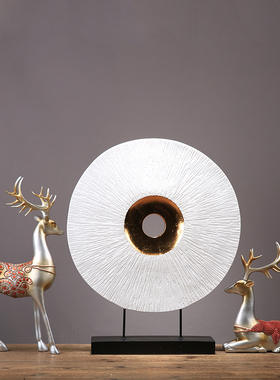 新中式创意树脂圆圈风水摆件美式客厅玄关酒柜样S板房酒店桌面摆