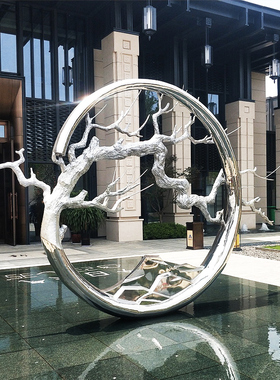 梅花圆形不锈钢艺术户外校园抽象大型玻璃钢现代R雕塑定制景观广