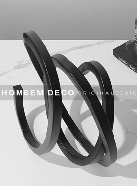 简约现代黑色金属几何抽象摆件家居饰品I 客厅 样板房间软装轻奢