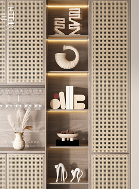 中古侘寂风高级感酒柜餐边柜装饰品E小众覆古摆件客厅柜子壁龛组