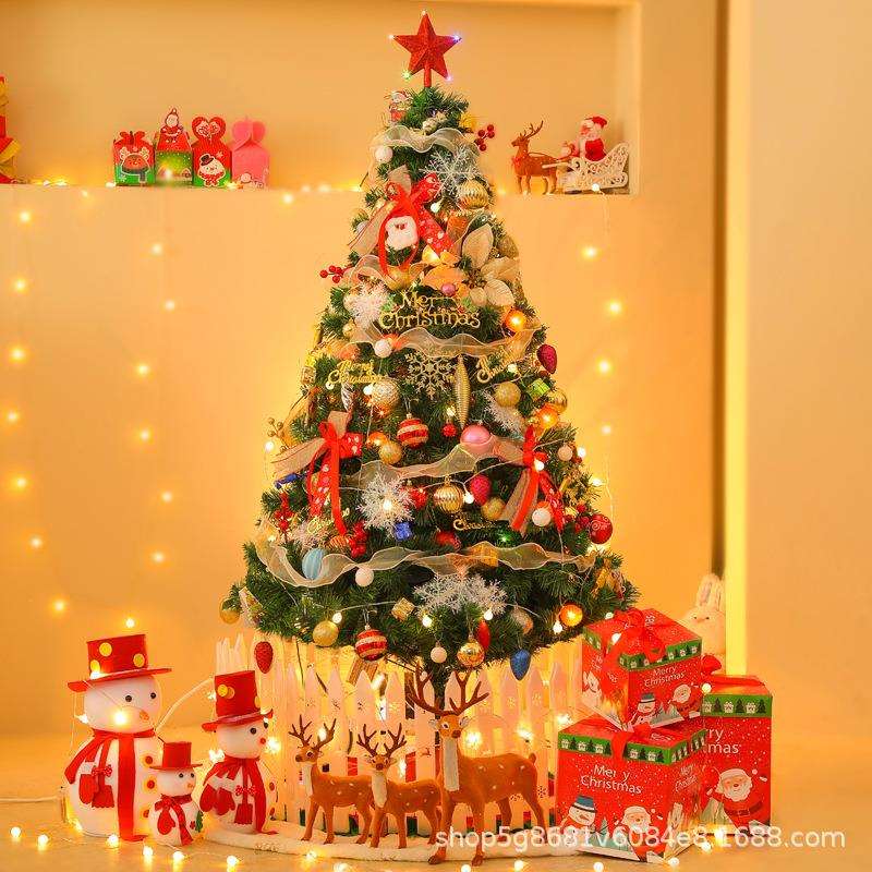 圣诞树家用套餐加密1.5发光1.8米圣诞节装饰场景布置摆件彩灯 - 图0