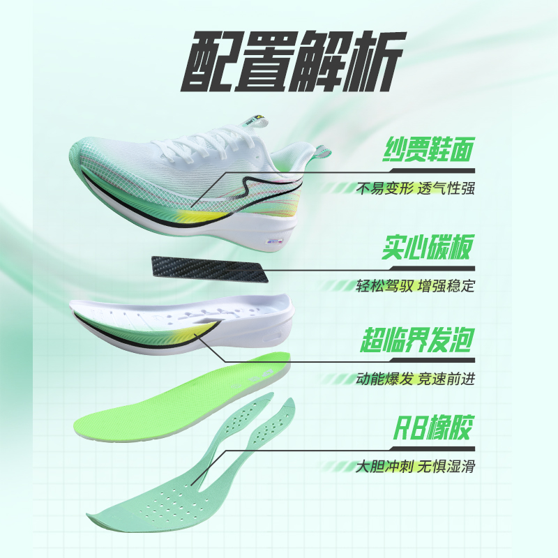 LPMX/领跑梦想碳板跑鞋运动鞋夏季透气缓震中考马拉松网面防滑