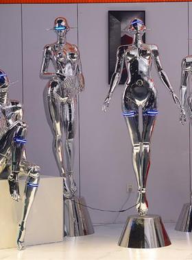 空山基女神雕塑机械姬大型摆件网红店酒吧潮流玻璃钢落地装饰