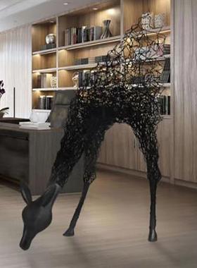 户外不锈钢铁艺梅花鹿落地动物雕塑酒店会所商业广场展厅装饰摆件