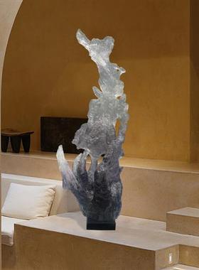 新中式透明树脂雕塑太湖石别墅客厅玄关抽象高档软装工艺饰品摆件