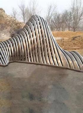 不锈钢镂空假山雕塑户外铁艺切片金属管状山形售楼处水池景观小品