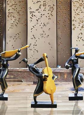 玻璃钢抽象音乐人物雕塑售楼处酒店小区乐队摆件户外商场提琴装饰