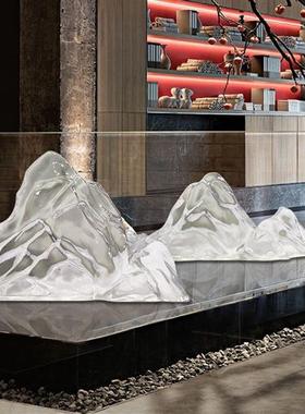 现代创意透明假山摆件树脂雕塑酒店售楼处大厅别墅玄关装饰工艺品