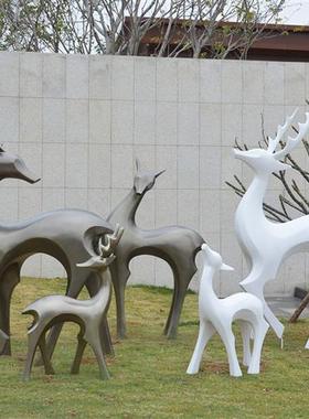 户外大型玻璃钢仿铜鹿雕塑摆件园林售楼部草坪儿童公园动物工艺品