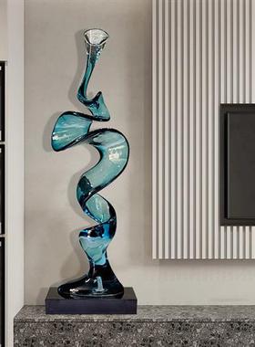 现代酒店抽象雕塑别墅客厅电视柜旁艺术摆件透明树脂软装饰工艺品