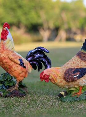 树脂玻璃钢仿真大公鸡雕塑小鸡母鸡户外花园庭院装饰农家酒店摆件