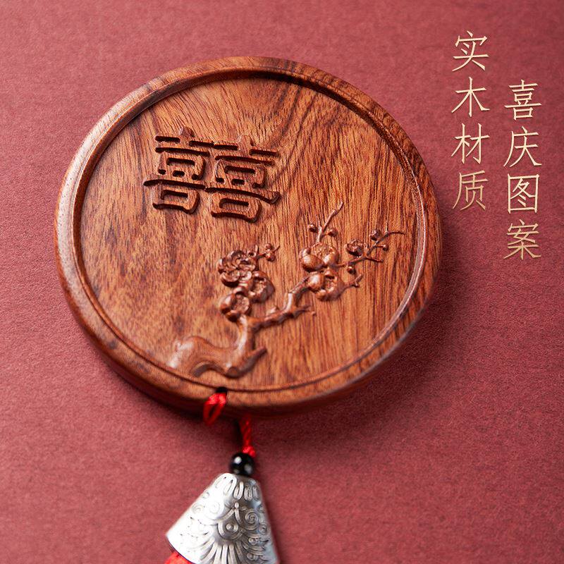 结婚梳子一对檀木镜子女陪嫁妆梳礼盒送新人朋友礼物订婚对梳套装