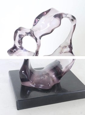 现代酒店玄关创意抽象摆件透明树脂太湖石雕塑P别墅样板房软装饰