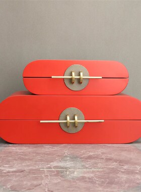 现代轻奢烤漆收纳盒摆件客厅卧室样板房家L居衣帽间首饰盒软装饰