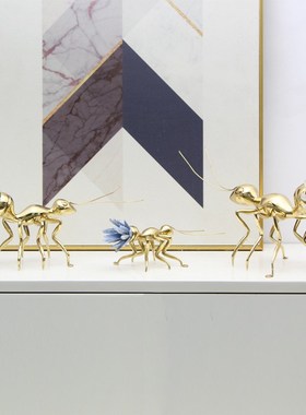 现代创意水晶蚂蚁黄铜蚂蚁摆件客厅玄关酒柜电R视柜书柜装饰品摆