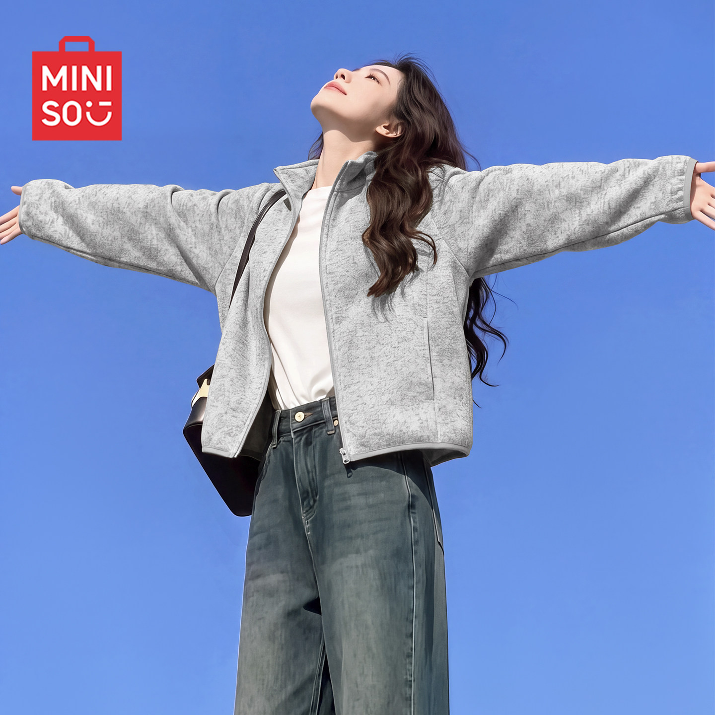MINISO/名创优品抓绒外套女秋冬2026新款摇粒绒内胆上衣加绒卫衣J 名绒实拍商品图
