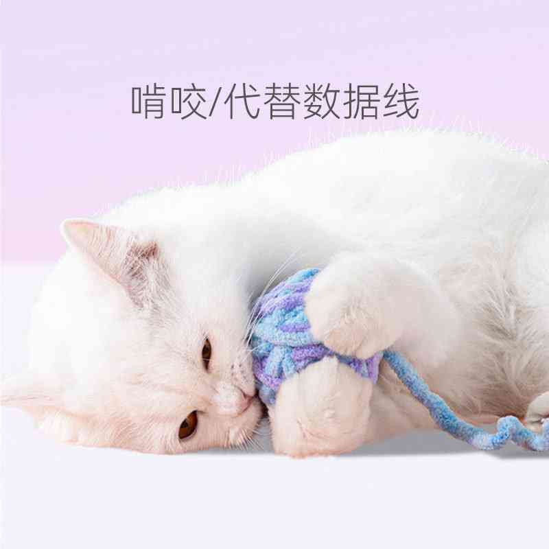 宠物猫咪玩具铃铛毛线球逗猫球毛绒解闷磨牙耐咬逗猫棒猫玩具用品-图1