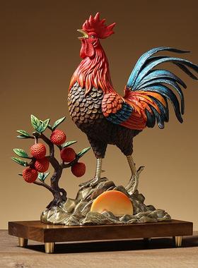 铜智欧大吉大利公鸡全铜生肖摆件客厅家居装饰乔迁办公室开业礼品