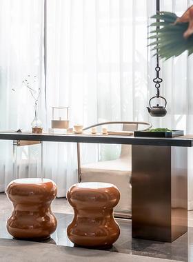 设计师严选样板间茶室新中式松针铸铁茶壶摆件售楼处书房软装饰品