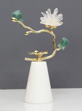 高级感紫水晶葫h芦发财树摆件客厅玄关酒柜高档别墅乔迁装饰品摆