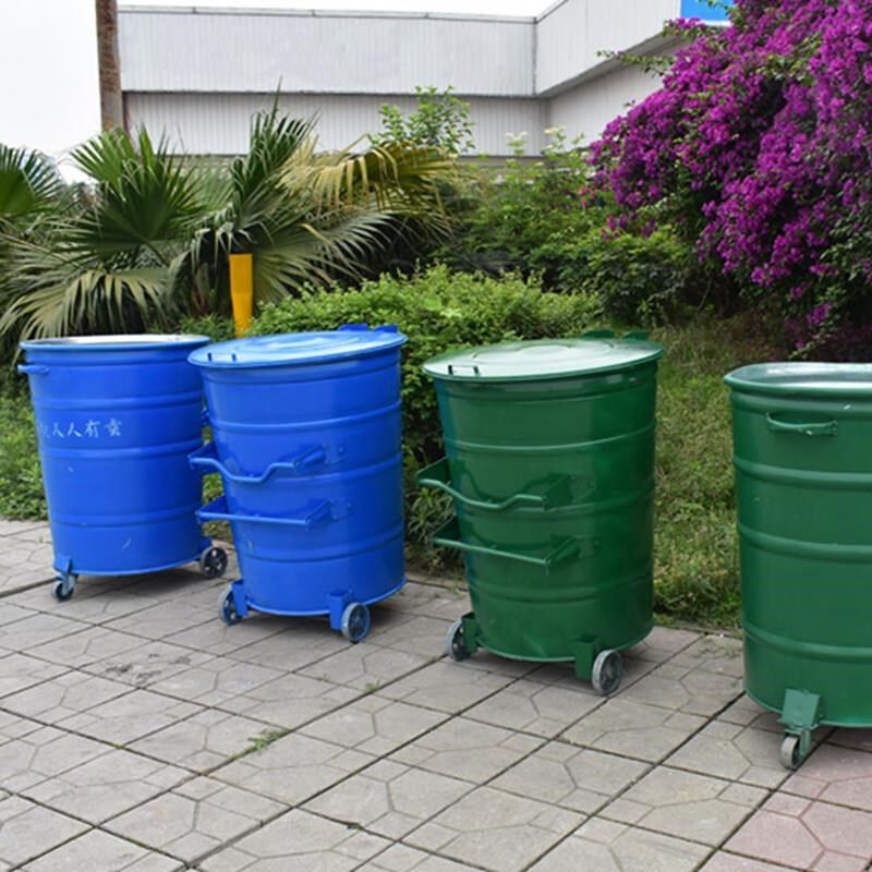 铸固铁皮垃圾桶g圆铁皮户外垃圾桶带盖360L铁质制环保环卫挂车专,淘宝优惠券,粉丝福利购,淘宝优惠卷