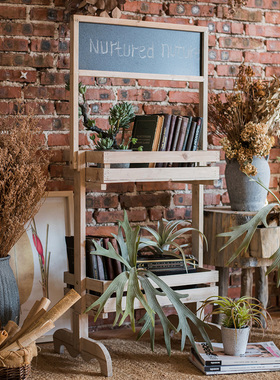 田园大型实木h花车花架置物架花店装饰橱窗陈列展架多功能复古推