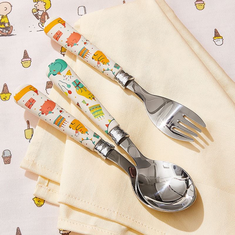 金石原创马戏团系列304不锈钢勺子叉子家用卡通宝宝儿童吃饭汤勺 - 图1