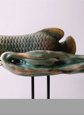 现货工艺品金龙鱼新中式酒店会所N玄关摆件家居饰品