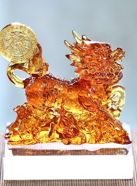 琉璃福禄麒麟风水招财摆件居家客厅办公K商铺开业送礼摆放工艺品