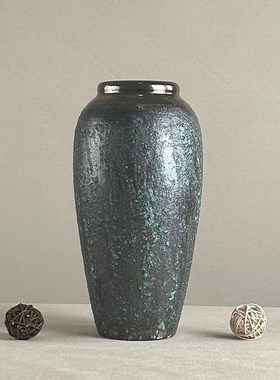 花瓶陶瓷覆古中式粗陶家用客厅插干花摆件简约手工陶X罐陶艺装饰