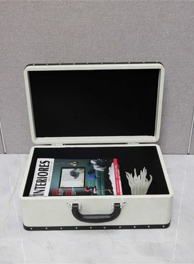 欧式轻奢木质皮革手提收纳盒装饰B摆件卧室玄关客厅酒店家居装饰