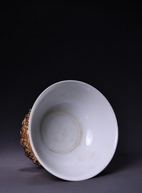 古玩鎏金掐丝f底座粉彩缠枝纹瓷碗宫藏回流官窑古瓷居家珍藏品摆