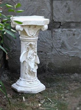 精灵罗马柱复古怀旧婚q庆路引落地装饰摆件户外庭院花盆底座花架