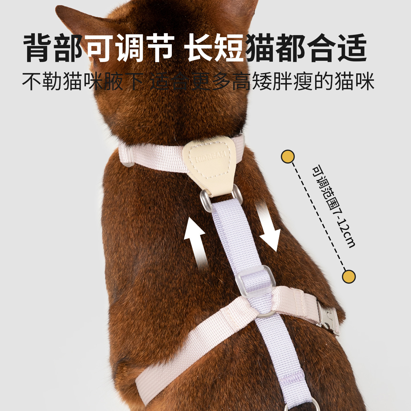 HiDREAM猫咪牵引绳遛猫绳工字型不易挣脱外出专用德文猫外出绳,淘宝优惠券,粉丝福利购,淘宝优惠卷