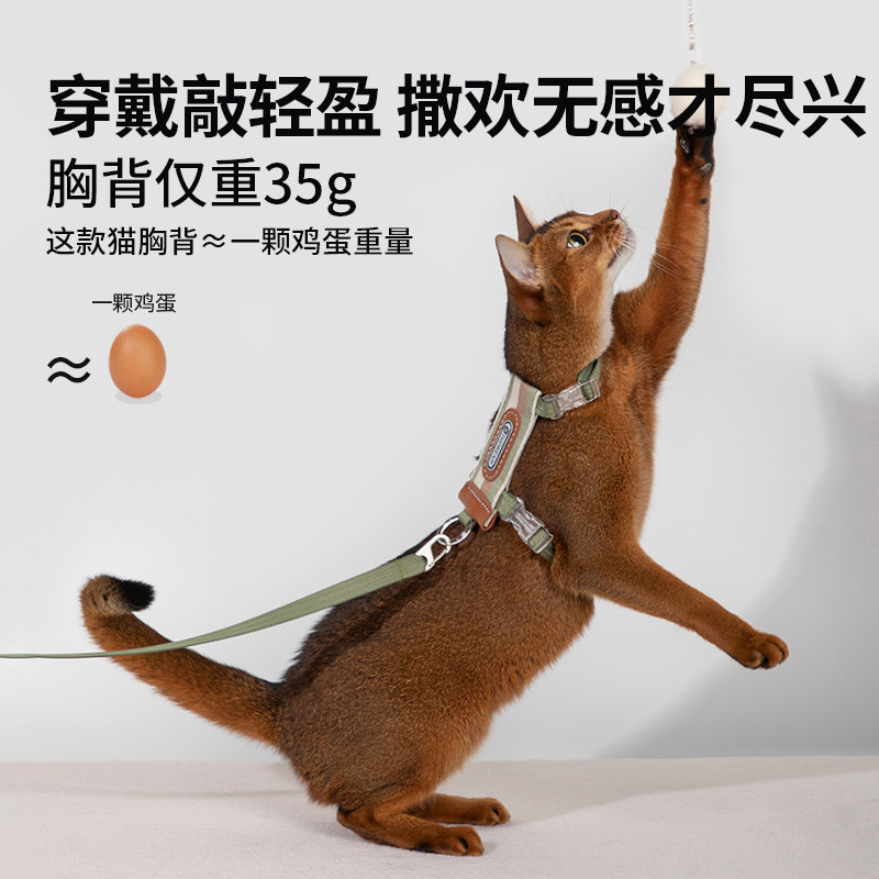 HiDREAM条纹猫胸背带套装可调节工字形防挣脱外出专用猫咪牵引绳,淘宝优惠券,粉丝福利购,淘宝优惠卷