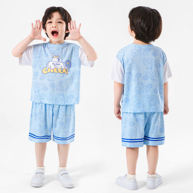 木木屋婴儿男童短袖套装夏季薄款纯棉女童夏天短裤两件套宝宝衣服