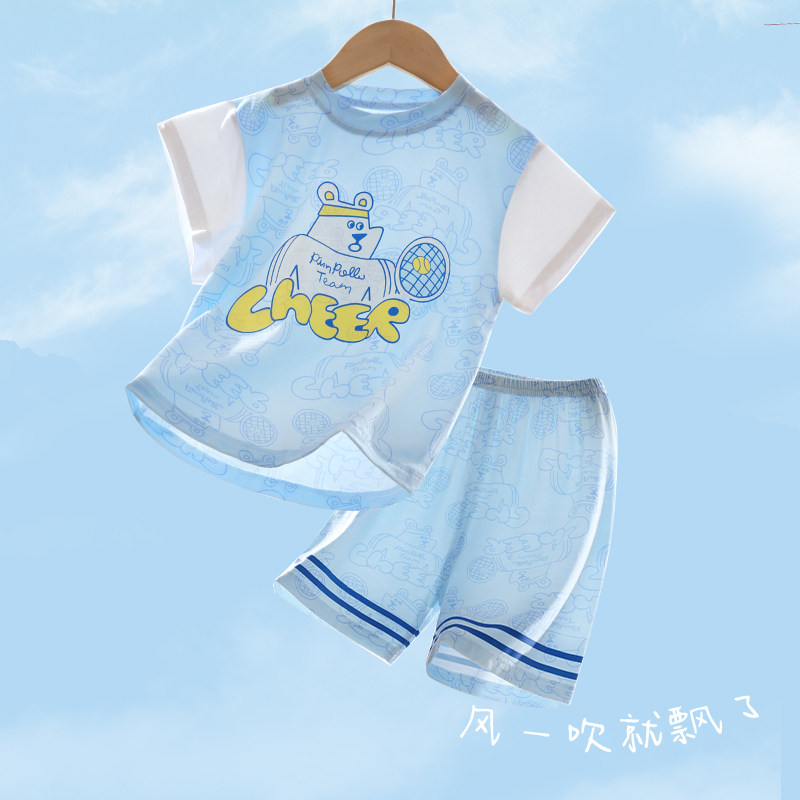 木木屋婴儿男童短袖套装夏季薄款纯棉女童夏天短裤两件套宝宝衣服