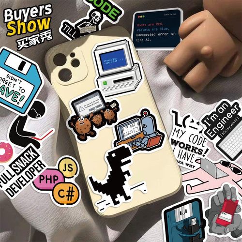 100张程序猿MEME贴纸卡通代码编程系统工作小众高颜值手账手机壳笔记本装饰防水贴画 - 图1