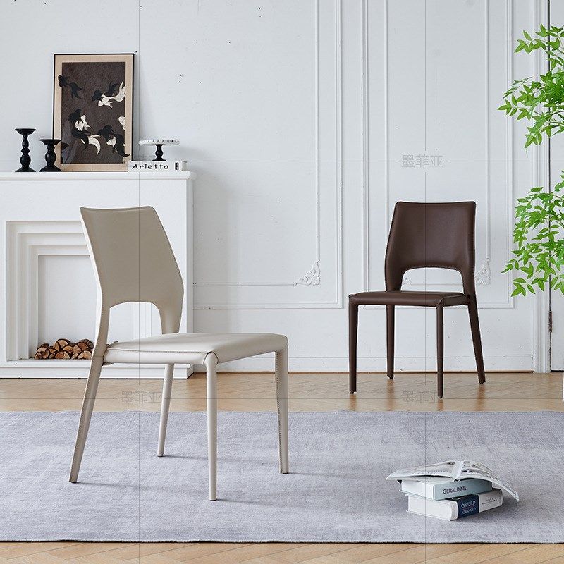 意式轻奢餐椅极简餐桌椅子靠背凳子餐厅酒店商Q用休闲家用马鞍皮,淘宝优惠券,粉丝福利购,淘宝优惠卷