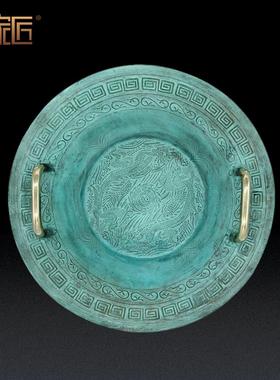 青铜器仿古摆件铜盆纯铜聚宝盆鱼洗盆龙洗盆家用风水招财聚财客厅