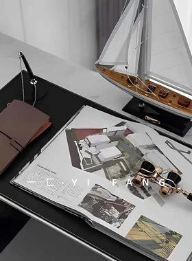 一匚 现代简约书房桌面帆船主题摆件 样板间客厅台面摆件装饰