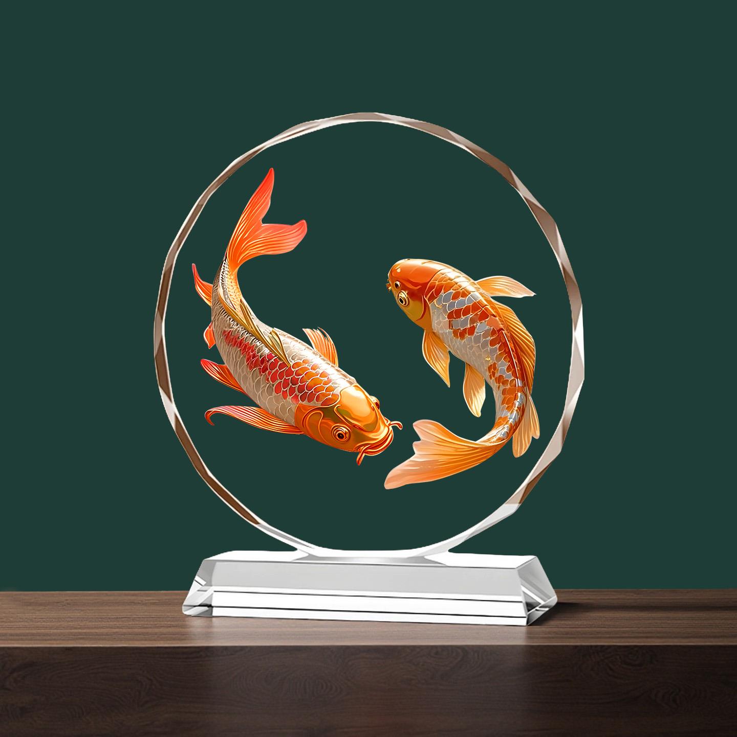 锦鲤年年有余水晶摆件家居装饰品乔迁开业礼品客厅酒柜寓意好摆台 - 图1