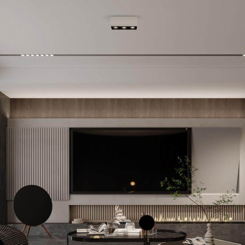 明装筒灯led长方形家用北欧吸顶三头射灯斗胆盒仔客厅无主灯照明,淘宝优惠券,粉丝福利购,淘宝优惠卷