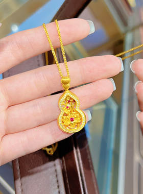 金包银莲生福禄葫芦项链专柜同款