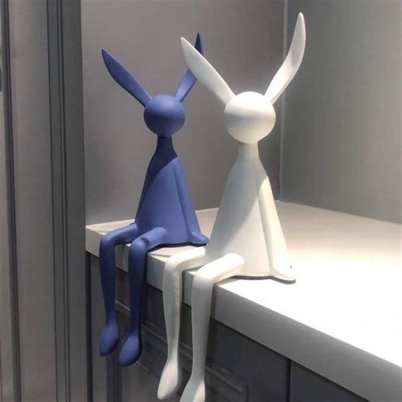 创意网红卡通坐姿长耳兔子摆件客厅电视柜酒店前台桌W面玄关装饰,淘宝优惠券,粉丝福利购,淘宝优惠卷